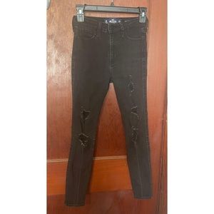 Black high rise crop super skinny ripped jeans 0R